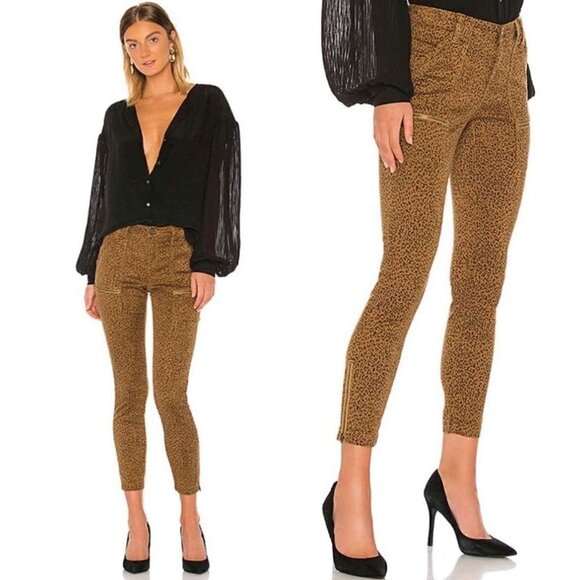 NWT JOIE Size 24 Park Skinny Animal Print Utility Pants Lacquer/Brown MSRP $248 - Picture 1 of 12